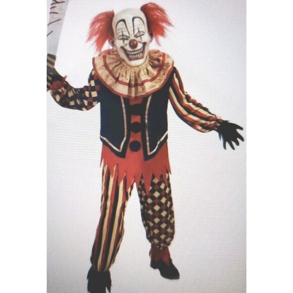 Spirit Halloween Youth Cursed Clown Costume Scary Medium M 10-12y Free Tattoos - Picture 1 of 13